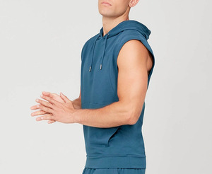 Sweat à capuche d'été en coton spandex personnalisé sweats à capuche sans manches fitness entraînement personnalisés - Product Image 4