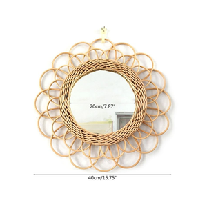 Venta al por mayor disponible conjunto de nueva decoración de espejo de pared de ratán arte moderno decoración del hogar espejo de pared de madera - Product Image 5