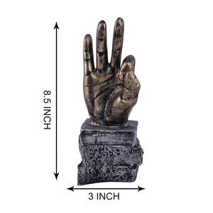 Décoration d'intérieur, statue de main en bronze avec base, objet décoratif, décoration de table de salon, sculpture antique, faite à la main - Product Image 1