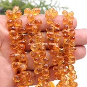 Natural Citrine Beads for Making Handmade Jewelry, Bracelet Making Beads,  Faceted Beads Jewelry, Droplets Beads Strands, Drilled Beads 