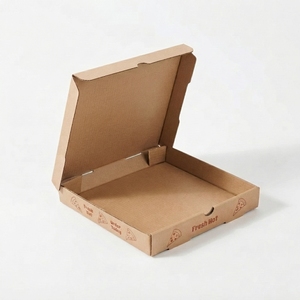Boîte à pizza en carton ondulé kraft biodégradable, impression de logo personnalisée, contenants de livraison à emporter avec conservation de la chaleur, en gros - Product Image 2