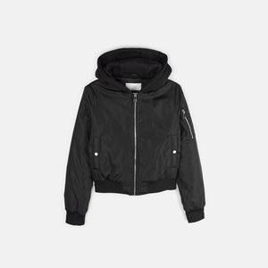 Chaqueta Bomber de alta calidad para mujer 2024 con cuello con capucha, manga larga, cremallera completa, estilo corto, forro de algodón transpirable, nailon - Product Image 1