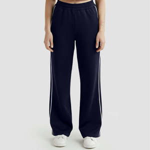 Pantalones Anchos de Cintura Media Transpirables Core Line con Decoración de Rayas Laterales Color Azul Marino - Product Image 2