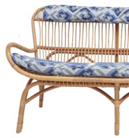 Fauteuil de loisirs moderne et minimaliste en rotin tressé à deux places pour l'extérieur et l'intérieur – Mobilier élégant pour salon, appartement, villa