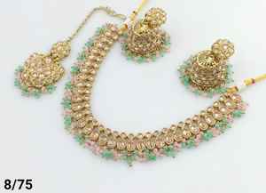 <b>Indian</b> Traditional and Fashionable Gold Plated & Round Choker Necklace <b>Set</b> With Jumkha Earring & Maagtika Necklace <b>Set</b> for Women - Product Image 5