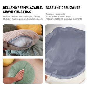 Set Letto per Cani e Gatti a Doppio Uso, Riscaldante, Spesso, Effetto Lino, Morbido Rivestimento in Pile, Imbottitura in Fibra di Poliestere, Lavabile in Lavatrice, Antiscivolo - Product Image 3