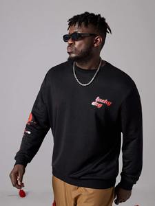 High Quality Cotton <b>Fleece</b> Oversized Streetwear Sweatshirts <b>Thick</b> <b>Fleece</b> Drop Shoulder Plain Blank Custom Men's Sweatshirts - Product Image 4