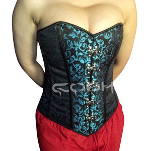 Proveedor de Corsés Overbust de Brocado Azul y Negro OEM/ODM - Product Image 5