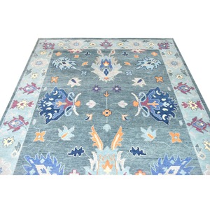 Oushak พรมขนสัตว์แบบถักมือและหมุนลายดอกไม้แบบดั้งเดิมซักได้สำหรับใช้ในบ้านในห้องนั่งเล่น - Product Image 5