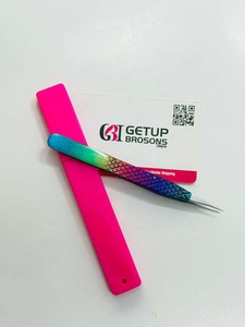 Professional Flower Tiger multi Color Stainless Steel Eyebrow Tweezer Pointed <b>Silver</b> Custom Logo Eco-Friendly Lightweight - Product Image 6