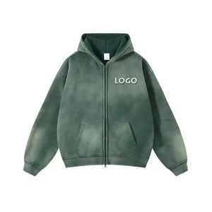 เสื้อฮู้ดดี้ผู้ชายแบบสั่งทำพิเศษ ผ้าหนา 400gsm สีพื้น ย้อมสีซีดแบบซันเฟด ลุคทำเก่า ปักลาย - Product Image 3