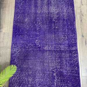 พรมวินเทจขนาด 2.3x8.7 ฟุต สีม่วงสไตล์ตุรกี พรมลายตะวันตกเฉียงใต้ - Product Image 3