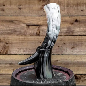 Cuerno de búfalo Real artesanal Natural con temática vikinga de alta calidad de la India excelente trabajo hecho a mano y estilo Animal cuerno para beber pulido - Product Image 5