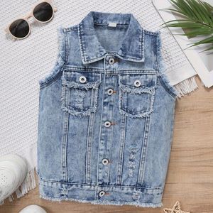 Gilet en jean pour hommes et femmes modernes décontracté Vintage élégant Denim gilet garde-robe essentiel en détresse sans effort Cool Style - Product Image 3