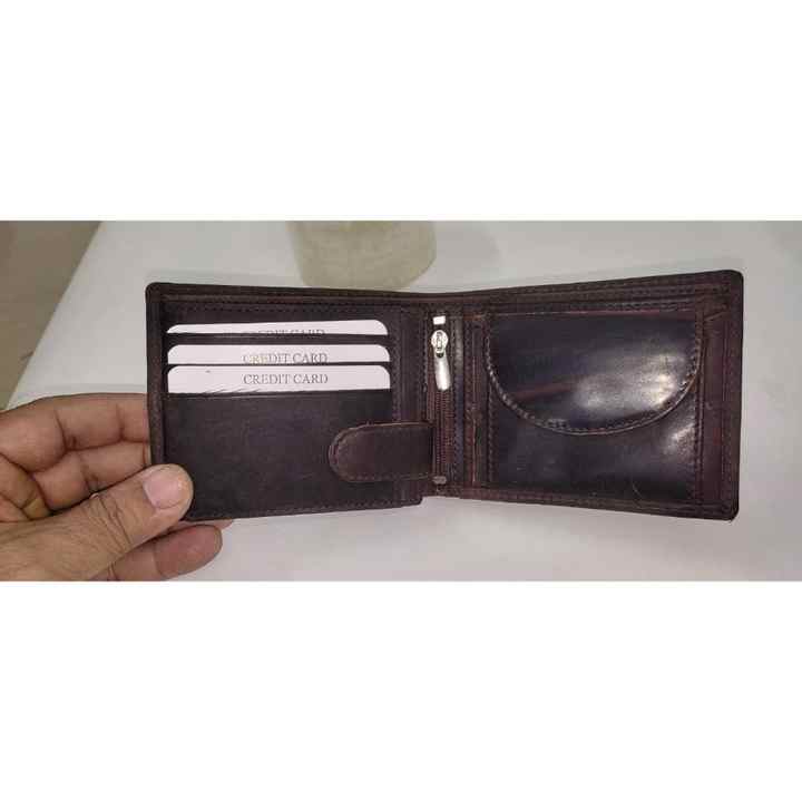 Trends Genuine Leather Wallet Birthday Valentines Gift Real Cowhide Leather Wallet Men's Pocket Purse for Cash Cards Holder Use
