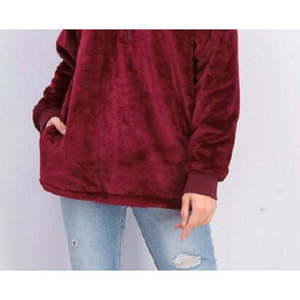 Felpa con Cappuccio Ideology da Donna Taglie Forti con Mezza Zip e Pelliccia Sintetica, Rossa, Taglia Unica, Foderata in Poliestere - Product Image 3