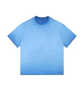 Camiseta Casual de Corte Regular, Transpirable, con Cuello Redondo, Estilo Vintage, Lavada al Ácido, Desgastada, para Hombre, Lavado Gradual al Ácido - Product Image 2