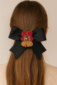 Nouvelles pinces à cheveux de fête perlées, accessoires de broderie de boutique, motifs de sapin de Noël en satin, cloche, tour de Londres, fabrication en Inde - Product Image 2