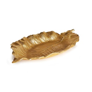 Accueil Hôtel Restaurant Plateau de service de nourriture en aluminium feuille or poli plateau de feuille de bananier - Product Image 2