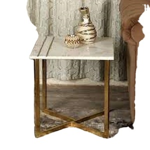 Mesa superior de mármol moderna para decoración del hogar, mueble de diseño moderno de Color dorado y blanco, mesa de Metal para té y café - Product Image 6