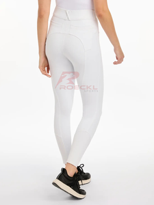 Pantalones elegantes para mujer, venta al por mayor, cómodos, ligeros, mezcla de Spandex de algodón, ajuste favorecedor, panel flexible, diseño ecuestre - Product Image 6