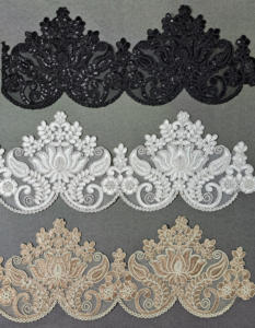 Dentelle en polyester/coton doux avec broderie en sequins métalliques et strass, toucher lisse, pour la décoration de lehenga de mariée, marque TSL N-3 - Product Image 1