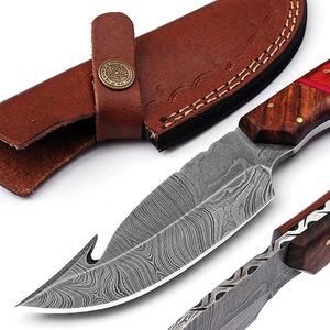Cuchillo desollador de acero de Damasco personalizado hecho a mano con Funda de cuero servicio OEM profesional para uso en cocina - Product Image 2