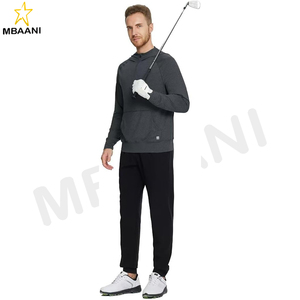 Sudaderas casuales para hombre de manga larga con bolsillo canguro, ligeras, color gris jaspeado, con cremallera de un cuarto para golf - Product Image 2
