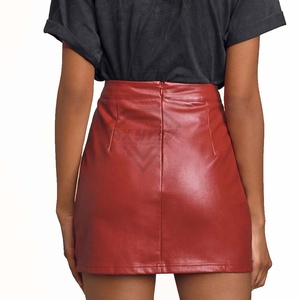 กระโปรงหนังแท้ 100% สำหรับผู้หญิง สไตล์ลำลอง เหมาะสำหรับงานปาร์ตี้กลางแจ้ง เอวสูง จีบระบาย ขายส่ง - Product Image 3