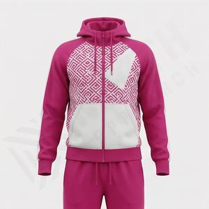 High Quality Custom Fitness Gym <b>Sweatshirt</b> Jogger Set Breathable Fleece Hood Printed <b>Zip</b> Suit Plus Size Sports Tracksuit Men - Product Image 1