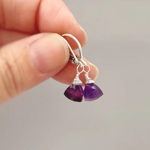 Most Beautiful Amethyst Trillion Shape Gem <b>Dangle</b> <b>Earring</b> Antique Jewelry 925 Sterling <b>Silver</b> <b>Dangle</b> <b>Earring</b> for Birthday Gift - Product Image 1