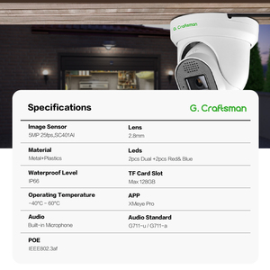 GX-DFD-M5C mới 5MP CMOS cảm biến trong nhà <span class=keywords><strong>Camera</strong></span> An Ninh kép ánh sáng nhấp nháy báo động vòng tầm nhìn ban đêm mạng <span class=keywords><strong>IP</strong></span> SD được xây dựng trong còi báo động NVR - Product Image 2