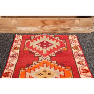 Alfombra Turca Vintage Pequeña de 2x3.1 pies, Alfombra Geométrica Roja Anaranjada - Product Image 2