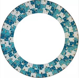 Espejo de pared con incrustaciones de hueso, forma redonda con diseño floral para baño y hotel - Product Image 6