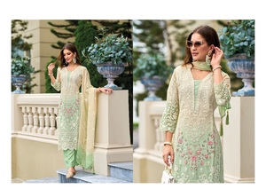 New Designer Women's Indian & Pakistani Clothing Collection Soft <b>Organza</b> Kurti Set with Embroidery Work and Heavy <b>Silk</b> Dupatta - Product Image 3
