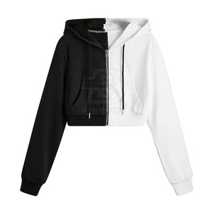 Top corto de invierno personalizado más vendido con capucha para mujer, ropa de calle informal de algodón y poliéster con cuello forrado con logotipo frontal - Product Image 1