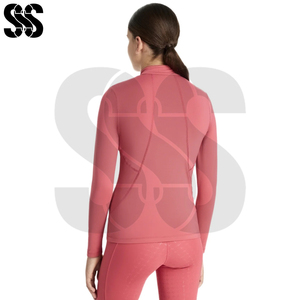 Camiseta de equitación para mujer, capa base, ligera, transpirable, cómoda, corte regular, cierre de cremallera, personalizable - Product Image 5