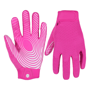 Gants de football américain antidérapants en cuir synthétique rose de sport de marque d'usine avec revêtement en silicone personnalisé en gros - Product Image 6