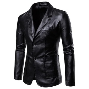 <b>Men's</b> Vintage Plus <b>Velvet</b> PU Leather <b>Jacket</b> Casual Slim Fit Blazer Coats with Waterproof Feature for Winter Streetwear - Product Image 6