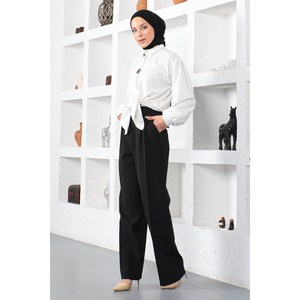 Pantalones Casuales de Tela con Cintura Elástica y Dobladillo Acampanado, Transpirables, Talla XL, Estilo Cargo con Efecto Arrugado - Product Image 4
