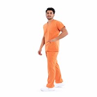 Costume de gommage léger à col en V de couleur bleu ciel/blouse de laboratoire avec logo personnalisé OEM unie et uniforme d'allaitement vintage pour hommes
