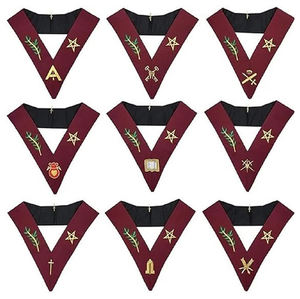 Maçonnique Regalia Blue Lodge 14e degré colliers ensemble de 9 colliers brodés à la Machine personnalisés de qualité supérieure 2025 colliers d'officier - Product Image 1