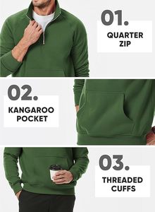 Suéter de Forro Polar para Hombre, Cuello Alto Simulado, Cierre de Cremallera de un Cuarto, Mezcla de Algodón, Cálido, Informal, para Otoño e Invierno - Product Image 5