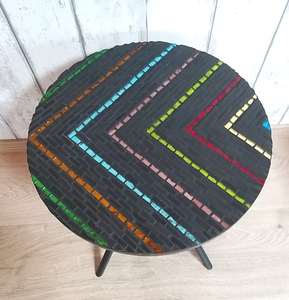 Table d'appoint en mosaïque éblouissante: Art irisé-Table basse bleue-Table d'appoint-Décor de salon-Cadeau - Product Image 6