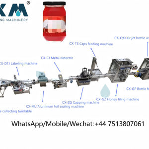 Ligne de production de machines de remplissage, de bouchage et d'étiquetage de miel, de confiture de fruits, de pâte de sésame liquide avec pompe à piston certifiée CE CXM - Product Image 1
