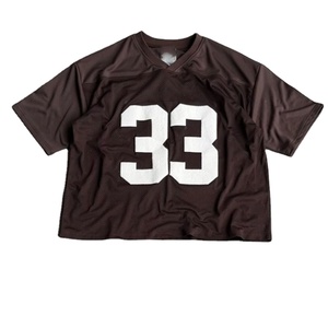 เสื้อยืดครอปโบซี่แบบตาข่ายสำหรับผู้ชายเสื้อฟุตบอลคอวีทรงสตรีทแวร์โอเวอร์ไซส์ดีไซน์ใหม่ออกแบบได้ตามต้องการ - Product Image 5