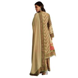 Kurta à imprimé floral en tissu beige avec palazzo vente en gros de vêtements ethniques pour femmes tenue de festival personnalisée de fournisseur d'usine OEM - Product Image 5