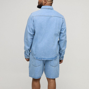 Nouvelle Collection 2026 – Ensemble Short Décontracté d'Été pour Homme Grande Taille en Denim Uni Respirant avec Logo Brodé Personnalisé – 2 Pièces Unisexe - Product Image 3
