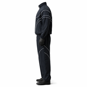 Men’s <b>Black</b> Reflective Tracksuit Set Lightweight <b>Windbreaker</b> Jacket & Jogger Pants Custom Logo Sportswear Streetwear Tracksuit - Product Image 6