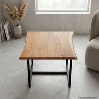 Table à manger carrée en teck, design moderne, style panneau, mobilier de salle à manger